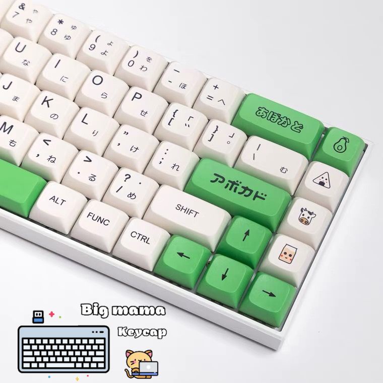 Keycap Avocado nhựa PBT cao cấp, 135 nút xanh bơ - trắng dễ thương dành cho bàn phím cơ profile XDA