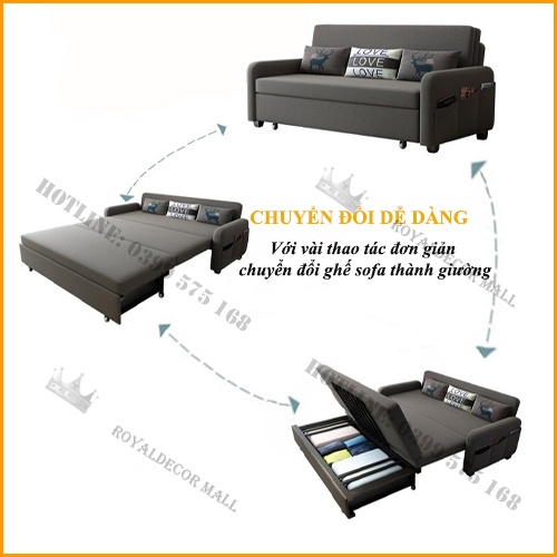 Giường sofa thông minh gấp gọn ROYALDECORHN Khung Thép carbon, đệm cao su non - Nội Thất Phòng Ngủ | BigBuy360 - bigbuy360.vn
