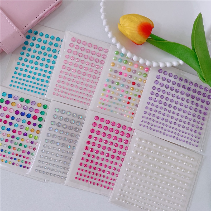 Sticker Đính Đá 3D Sparkle Heart Trái Tim Hạt Tròn Dán Trang Trí Đáng Yêu