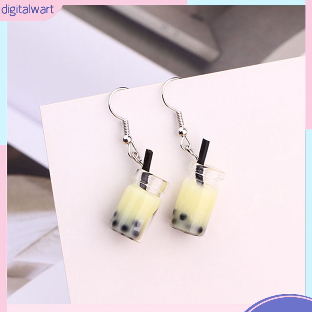 1 Đôi Bông Tai Móc Hình Ly Trà Sữa Thủy Tinh Không Gây Dị Ứng Dễ Thương Thời Trang Cho Nữ