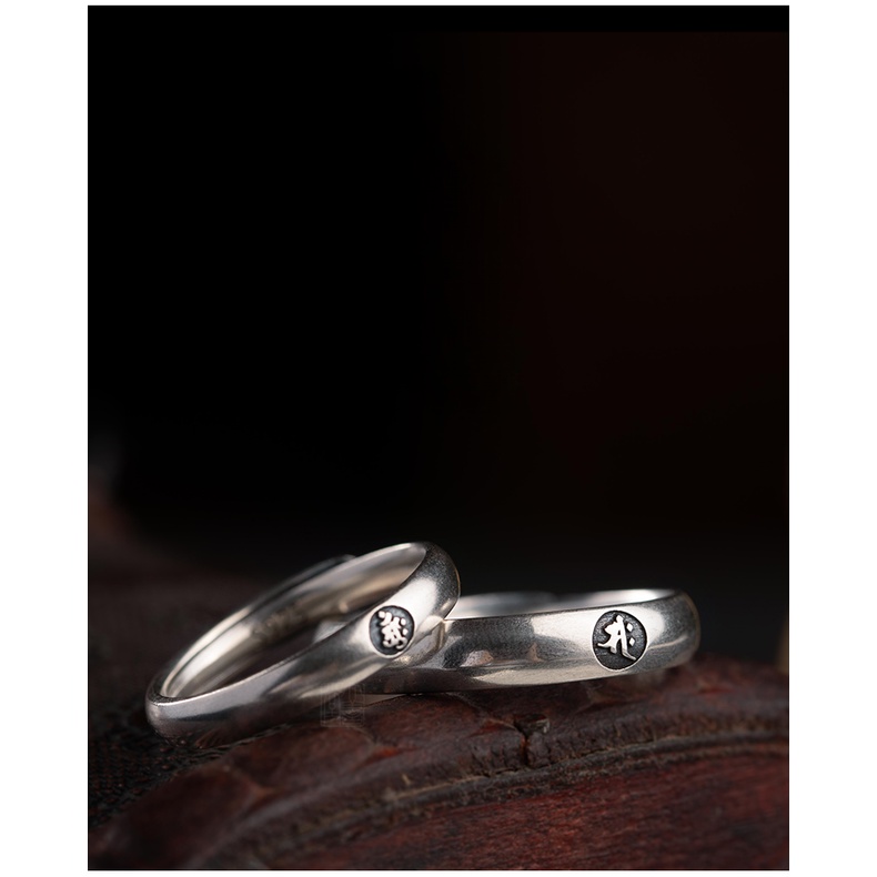 Nhẫn Bạc Sterling Họa Tiết Cung Hoàng Đạo Độc Đáo Phong Cách Retro Cho Cặp Đôi