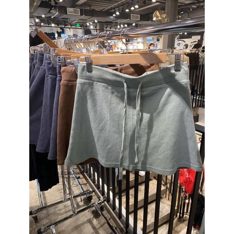 Chân Váy Ngắn Dáng Chữ A Cột Dây Phong Cách Waffle Chính Thức Melville Preppy