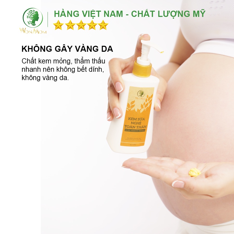 [ Giảm 50K - Đơn 459K ] Bộ tắm body và dưỡng trắng toàn thân Wonmom ( 1 Kem sữa nghệ toàn thân + 1 Sữa tắm cho mẹ )