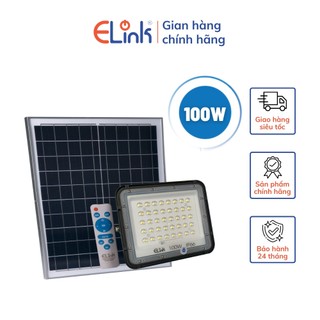 Đèn pha solar năng lượng mặt trời elink, thiết kế có thấu kính ánh sáng trắng công suất 100w