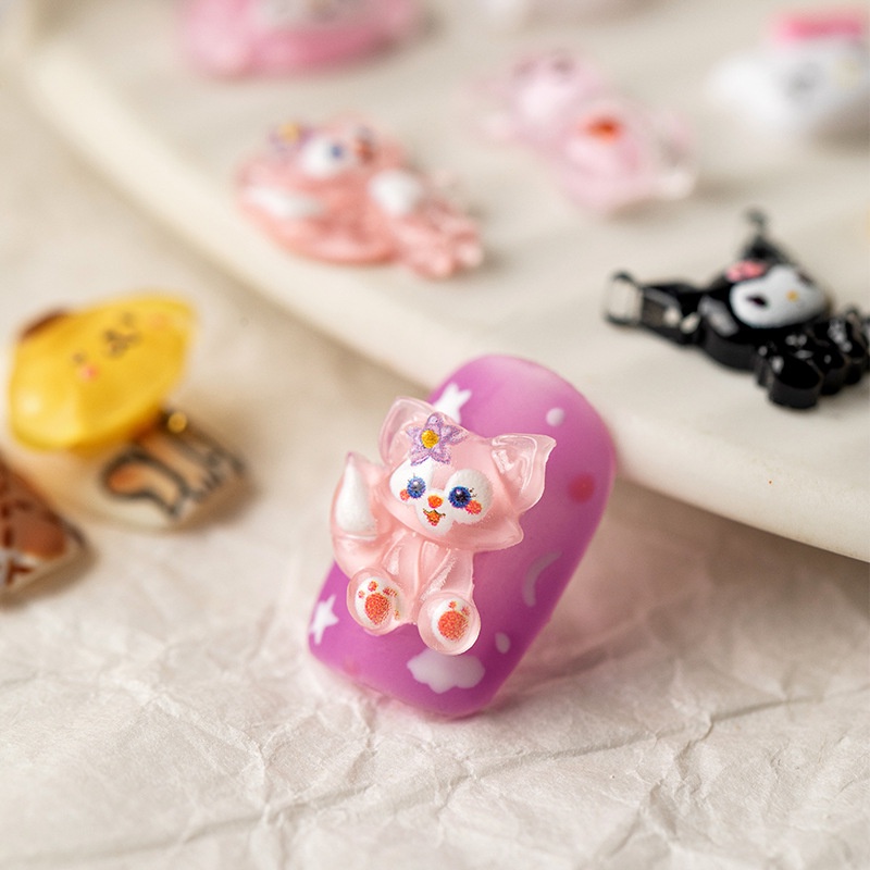 Túi 10 Phụ Kiện Trang Trí Móng Tay Hình Thỏ Gấu Kumi Ngôi Sao delu Nổi Tiếng Hoạt Hình Phổ Biến