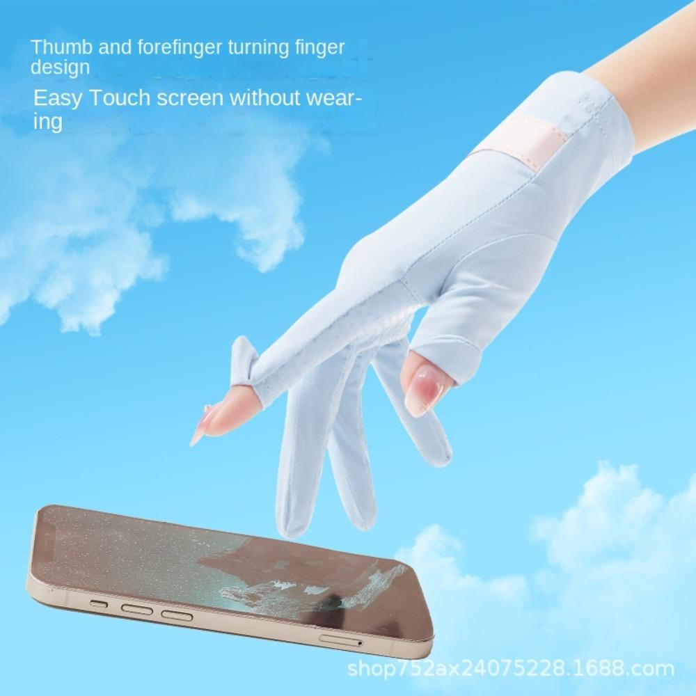 Găng Tay Thể Thao Vải Lụa Lạnh Mỏng Màu Trơn Có Thể Chạm Màn Hình Cảm Ứng