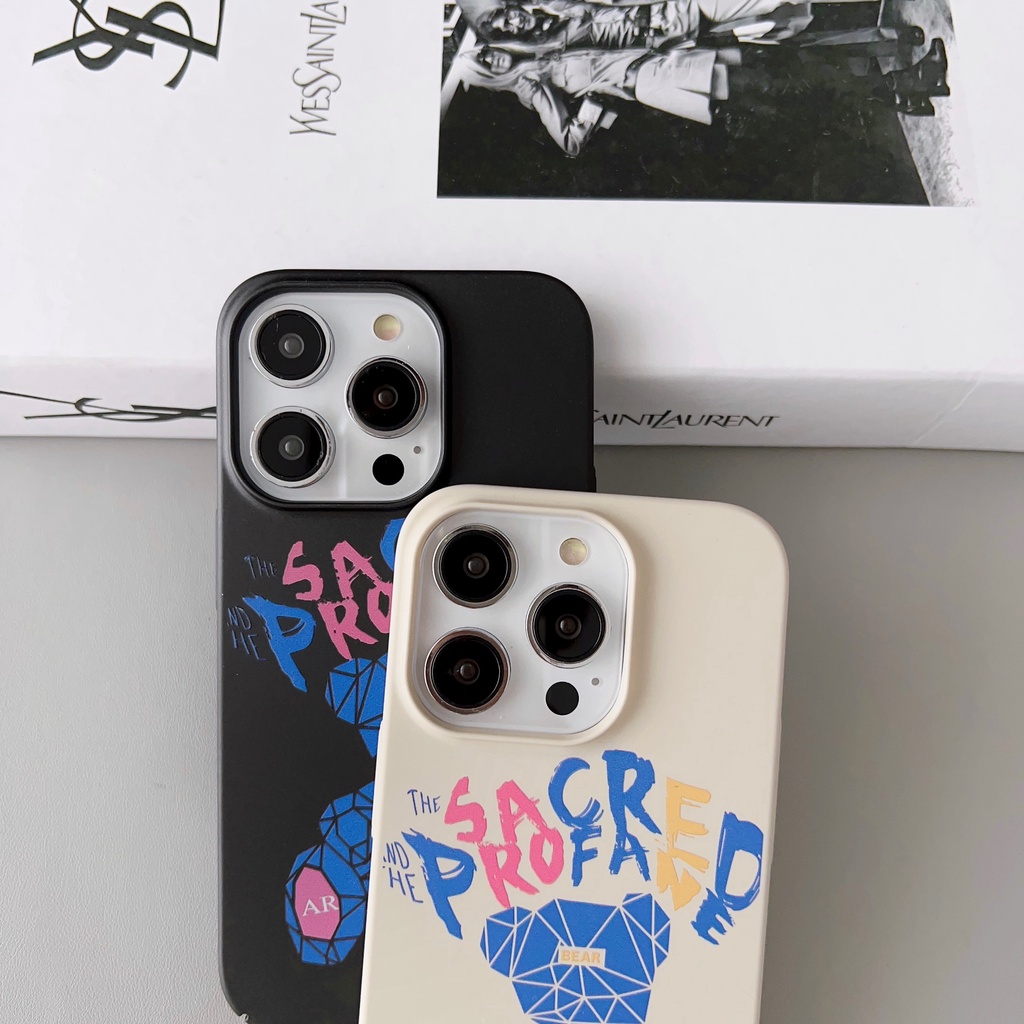 Ốp Điện Thoại Tpu + PC Cứng Chống Sốc Chống Rơi In Hình Gấu Kiểu Graffiti Cho iPhone 14 13 12 11 Pro Max