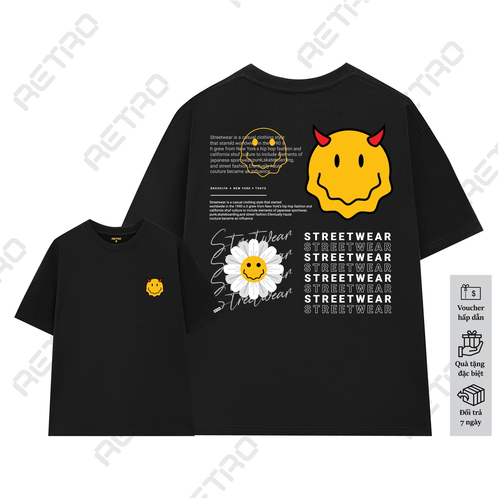 Áo thun nam nữ form rộng tay lỡ RETRO local Brand in hình STREET SWEAR 100% Premium Cotton
