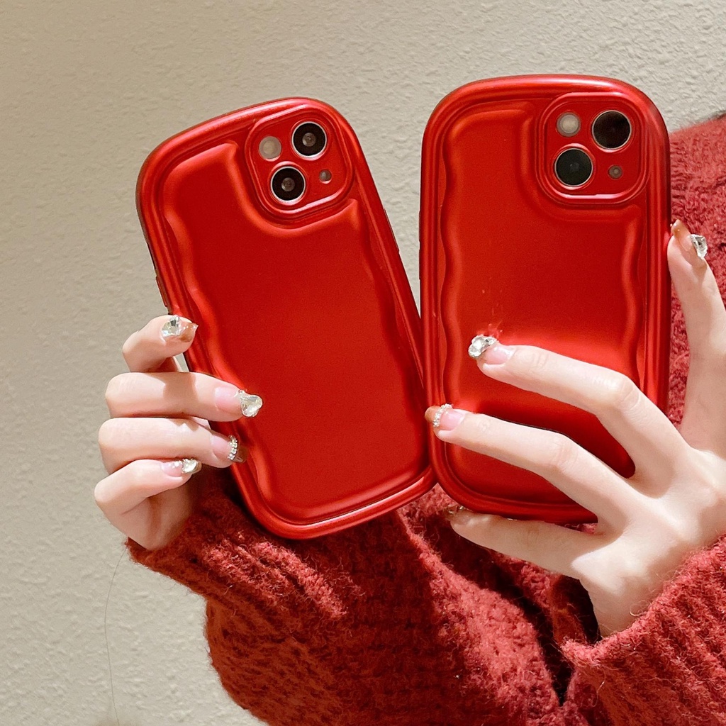 Ốp Điện Thoại Silicon TPU Mềm Màu Đỏ Trơn Bảo Vệ Ống Kính Máy Ảnh Cho iPhone 14 13 12 11 Pro Max14 Plus Xs XR