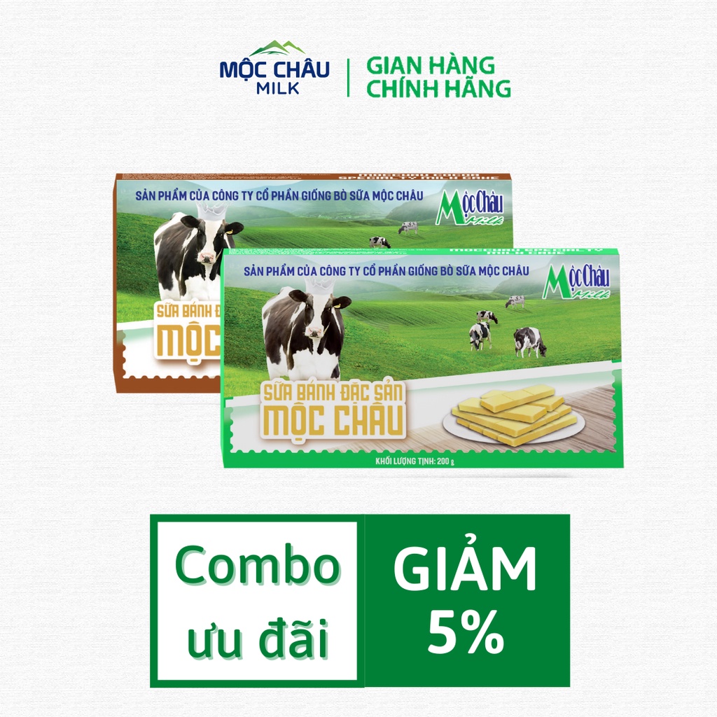 Bánh Sữa Cô Đặc Nguyên Chất Mộc Châu Milk - Gói 200g (14 chiếc)