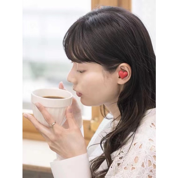 Tai Nghe Bluetooth Không Dây Hình Trái Tim Dễ Thương Phong Cách Nhật Bản