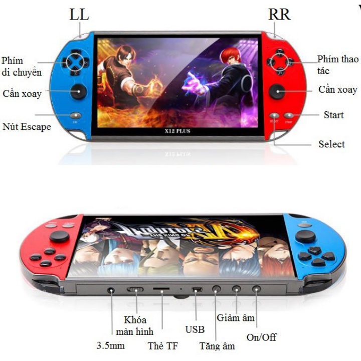 ⊙Máy chơi game X12 Plus - Có sẵn 20000 game - Màn hình 7 Inch - Nghe nhạc - Đọc Sách - Xem Phim BH lỗi 1 đổi 1