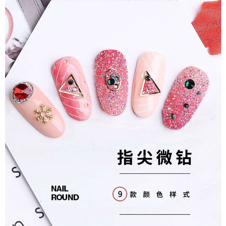 Hũ đá rắc nail AB Yapas bảy màu trang trí móng Crytal kim cương diamond cao cấp