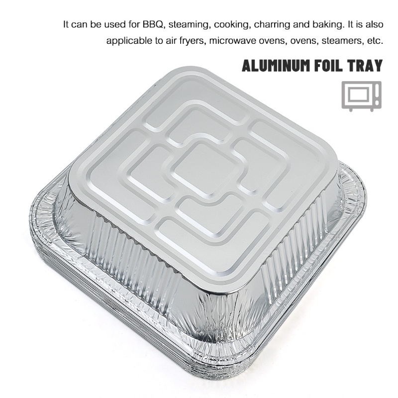 Set 10 Tấm Lót Lá Nhôm Chống Dính Dùng Một Lần Hình Vuông Cho Nồi Hấp Không Dầu