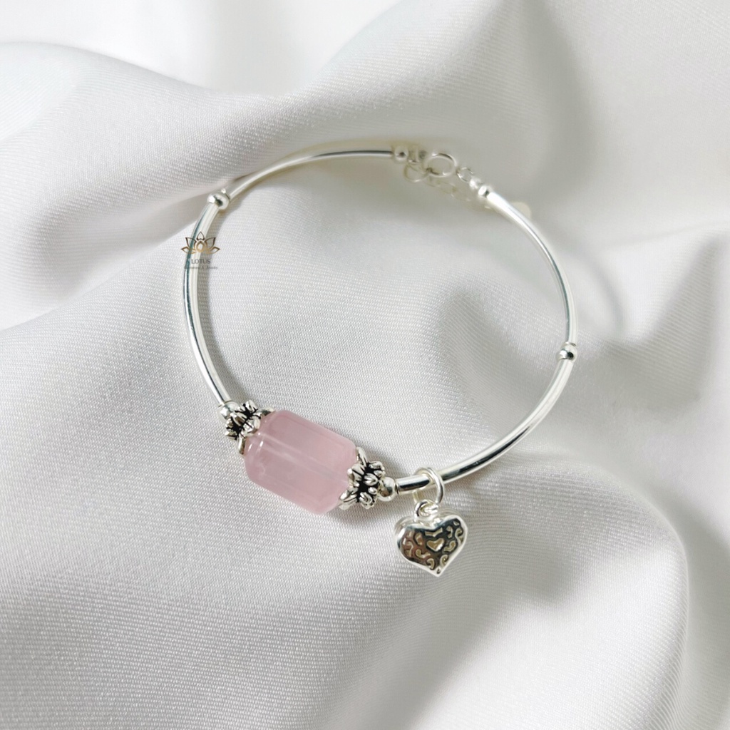 Vòng tay lu thống đá Th.anh Hồng phối bạc cầu tình duyên tài lộc