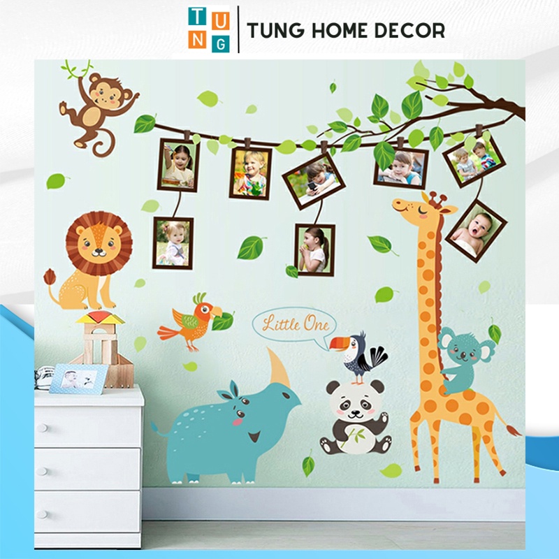 Decal dán tường cho bé học TUNG DECOR SK9206 Khung Ảnh Thú