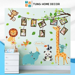 Decal dán tường cho bé học tung decor sk9206 khung ảnh thú