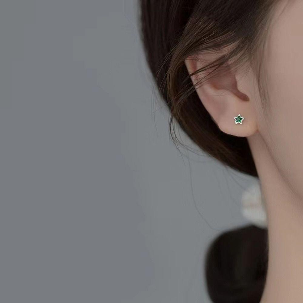 LOMBARD Bông Tai Thiết Kế Hình Ngôi Sao Nhỏ Nhiều Màu Sắc Phong Cách Hàn Quốc Thời Trang Cho Nữ