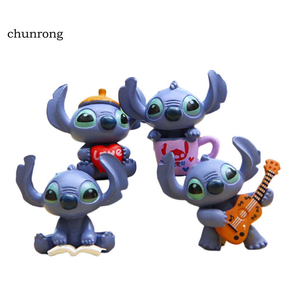 Set 4 Mô Hình Nhân Vật Stitch Chống Trầy Trang Trí Xe Hơi