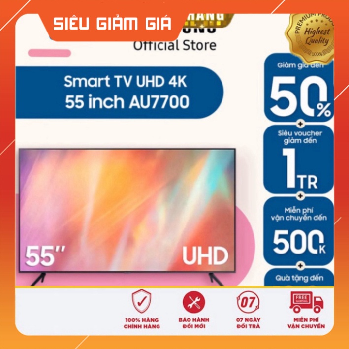 - Smart Tivi Samsung Crystal UHD 4K 55 inch UA55AU7700KXXV-- Miễn phí lắp đặt . Siêu Giảm giá Khai xuân sale sốc