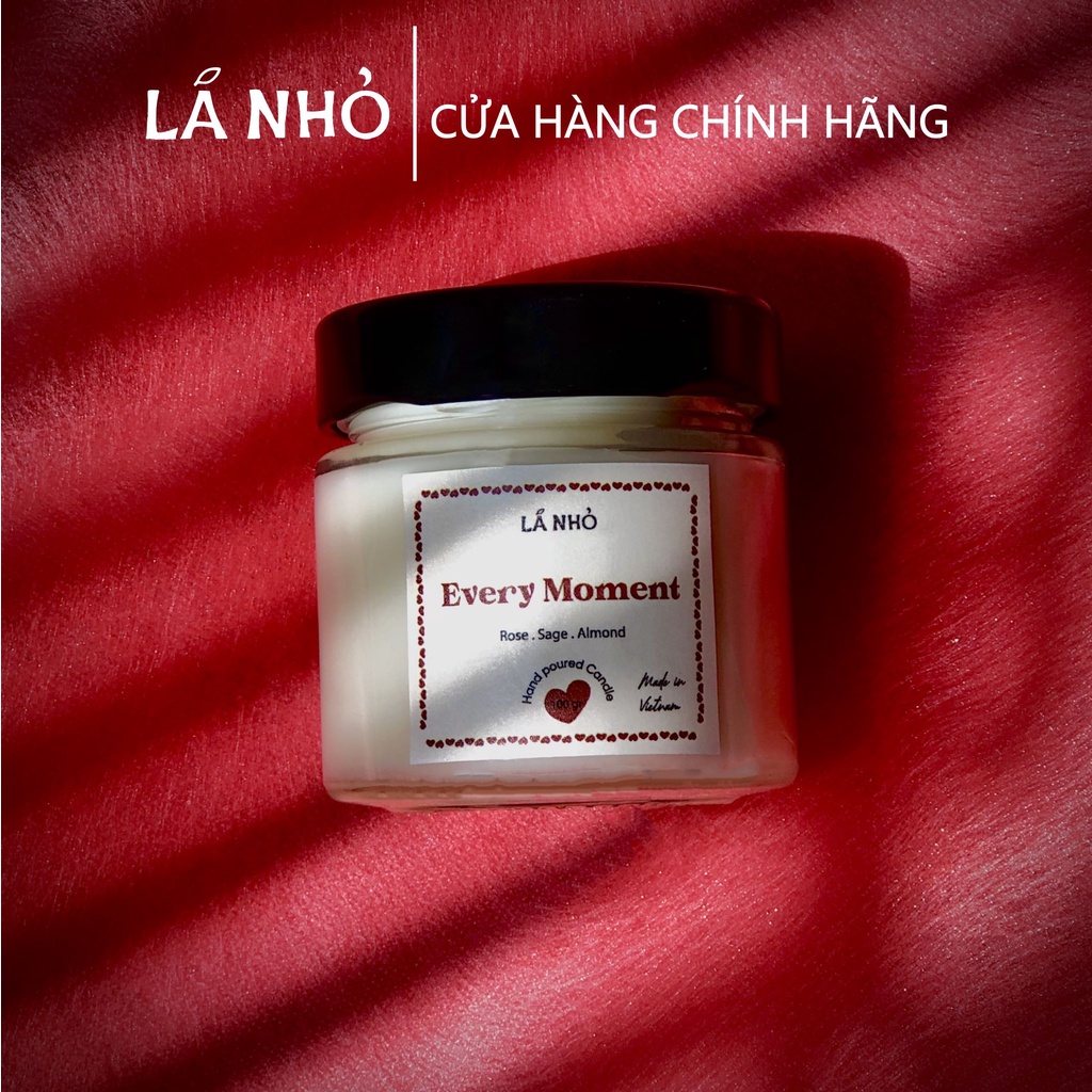 Nến thơm Handmade Candle LÁ NHỎ - Every Moment (Rose + Sage + Almond) -  Ấm ngọt - Tự nhiên -  Tinh tế