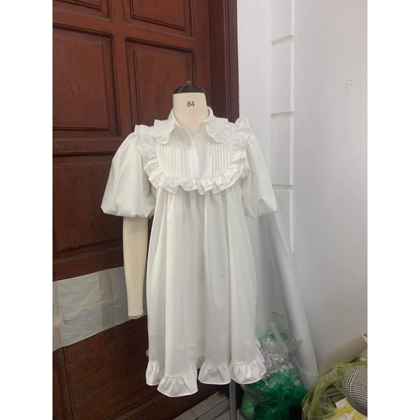 [NEW]VÁY BABYDOLL CÚC BỌC TRẮNG CỔ BÈO TIỂU THƯ MPB