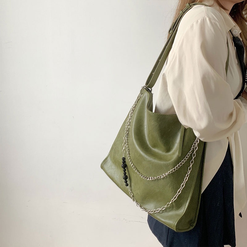 Mischa Túi Đeo Vai Da PU Màu Trơn Sức Chứa Lớn Dễ Phối Đồ Thời Trang Cao Cấp