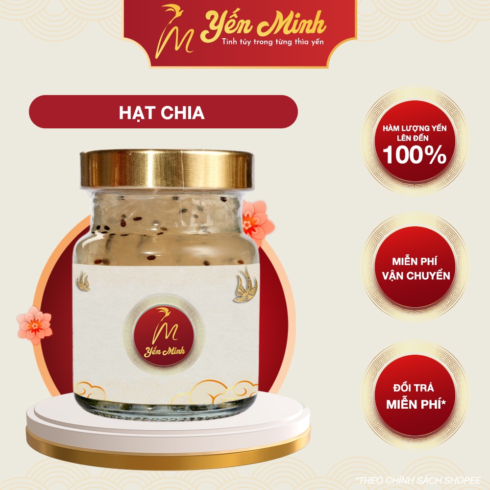 Yến chưng sẵn Hạt chia giúp tăng canxi giảm cholesteron yến sào 100% / 70% / 30% yến thô 70ml Yến Minh