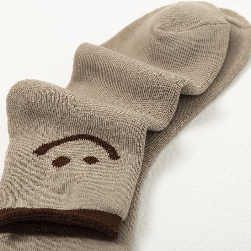 1 Đôi Vớ Ngắn Bằng Vải Cotton Mềm Chống Trượt In Hình Mặt Cười Dễ Thương