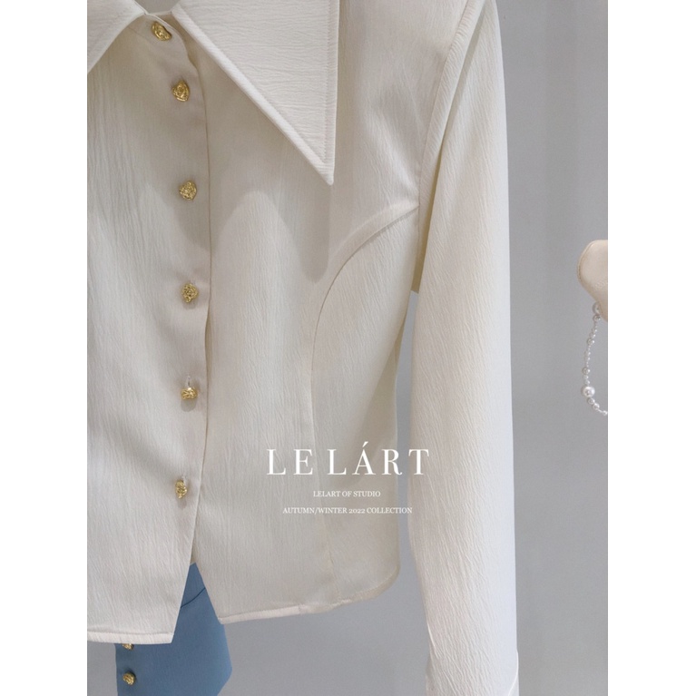 Mùa Xuân Thu Thiết Kế Ban Đầu Phong Cách Pháp Cổ Mũi Nhọn Sang Trọng Màu Trơn Đơn Ngắn Tay Dài Phong Cách Phương Tây Áo Sơ Mi Nữ