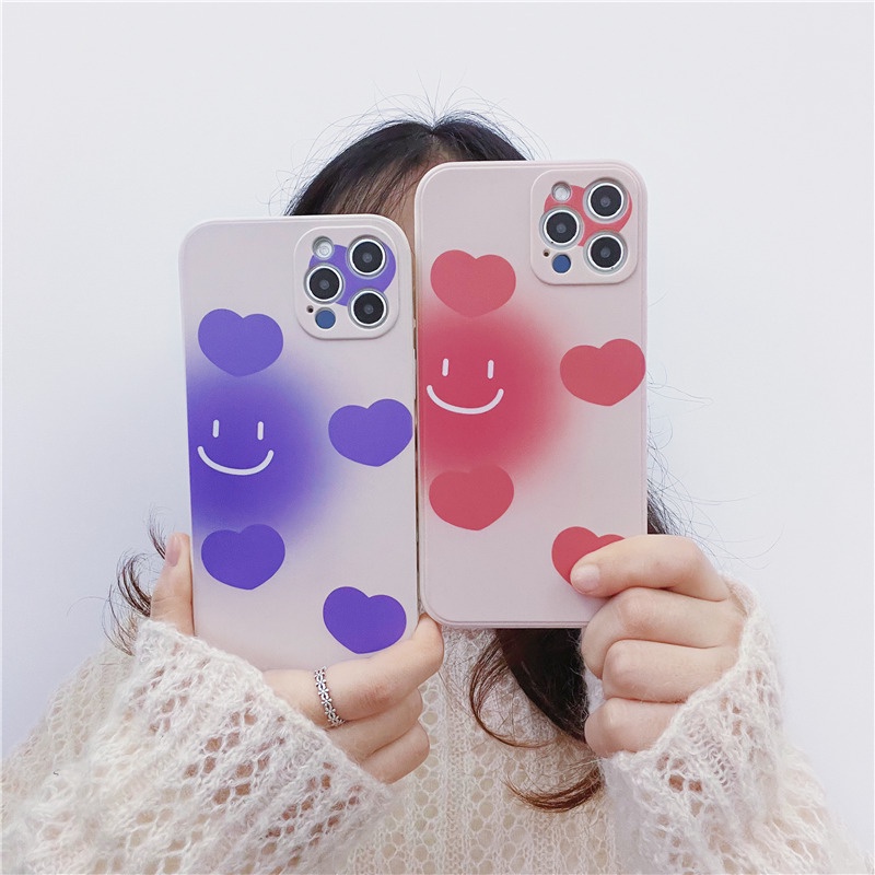 Ốp Điện Thoại Mềm Họa Tiết Trái Tim Màu Hồng/Tím Cho Xiaomi POCO X3 NFC M3 Pro Redmi 10 9 9A 9i 9C Note 10 8 9 9S Pro 4G