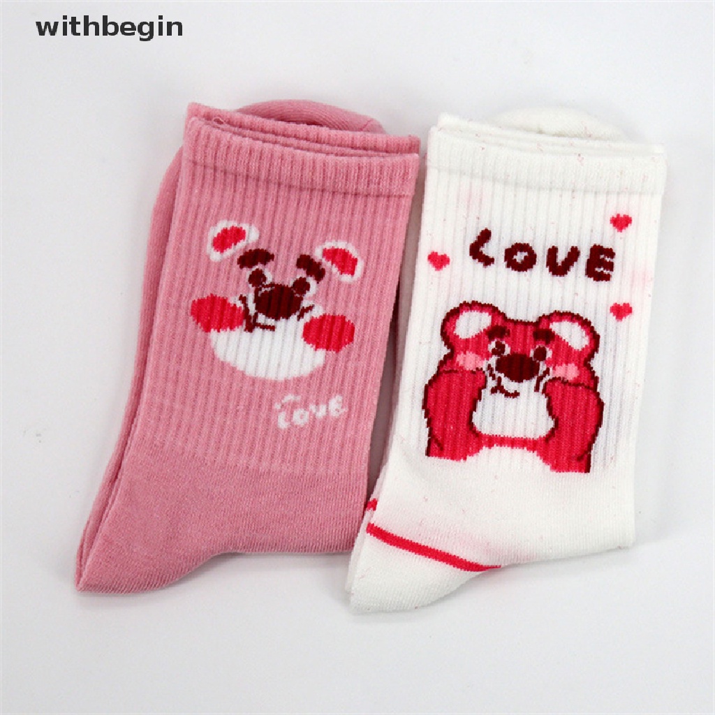 Vớ Cổ Trung Họa Tiết Dâu Tây / Gấu Hoạt Hình Phong Cách Hàn Quốc Dễ Thương Thời Trang Cho