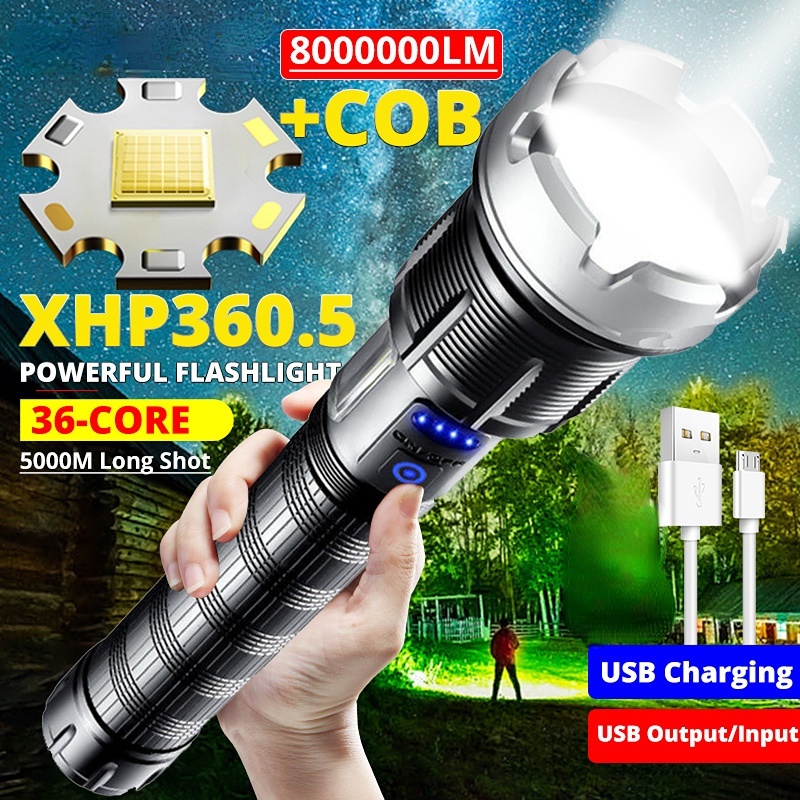 Đèn Pin XHP360 + COB Có Thể Zoom In / Out