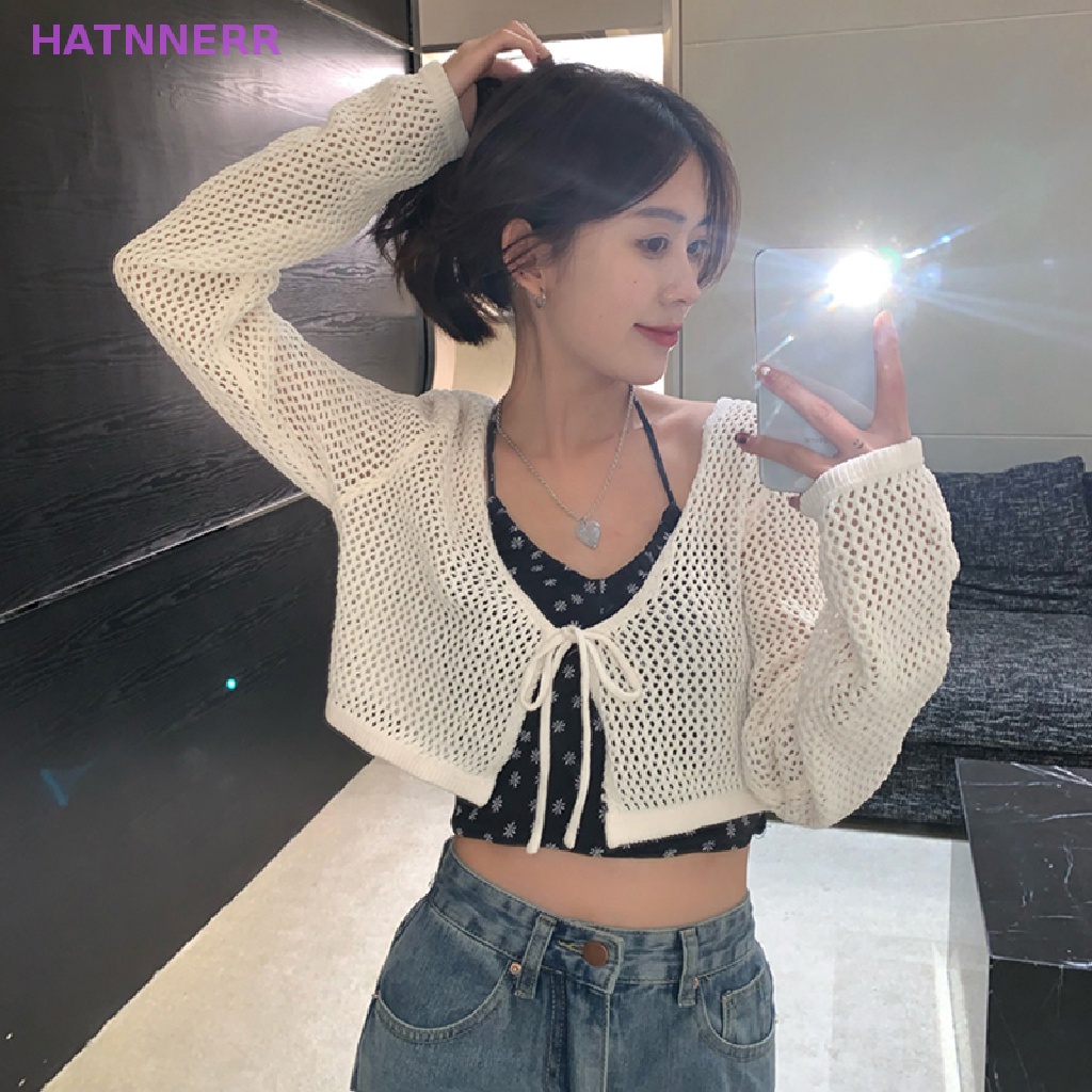 Set Áo camisole Ngắn + Áo Khoác cardigan Dệt Kim Tay Dài Thời Trang Mùa Hè Cho Nữ
