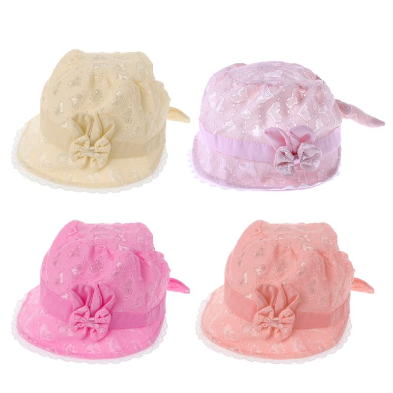 Mũ Trùm Đầu Mùa Hè Phối Ren Màu Trơn Kiểu Công Chúa Cho Bé Gái