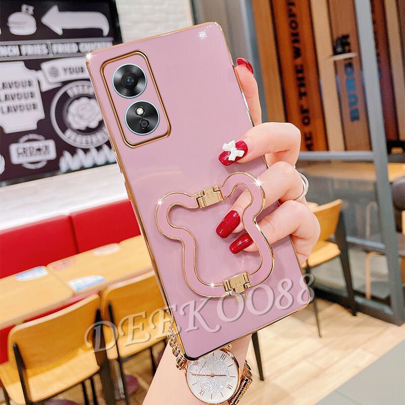 Ốp Điện Thoại Có Giá Đỡ Mạ Điện Hình Gấu Đáng Yêu Cho OPPO Reno8 T 5G 4G Reno 8 8T 2023 Reno8T 2023