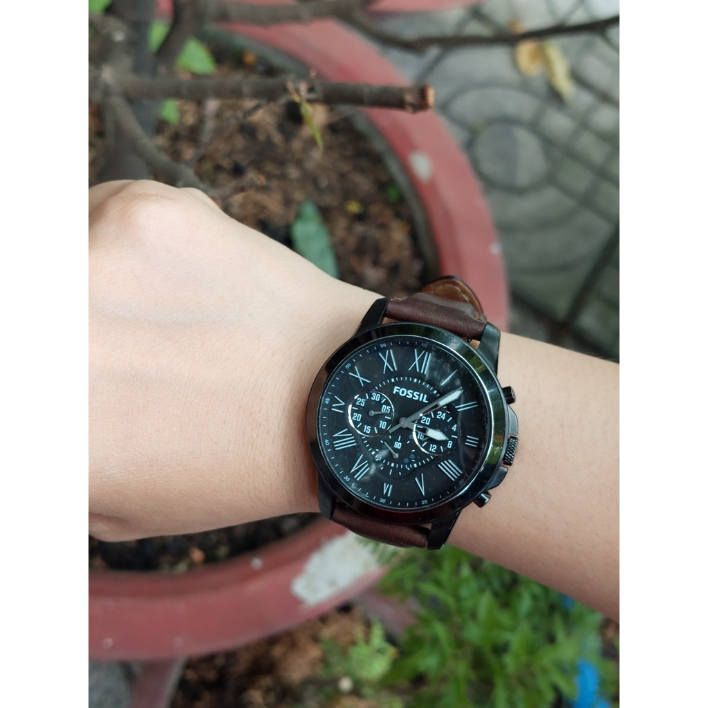 Đồng hồ nam Fossil 6 kim mặt đen chạy pin hàng Si