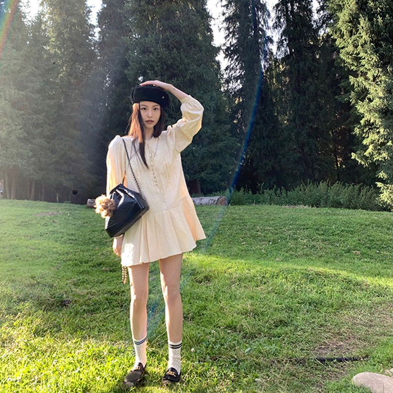 Đầm Dài Tay Dáng Ôm Phong Cách Pháp Cổ Điển Thời Trang Mùa Thu Hàng Mới Dành Cho Bạn Nữ YF54