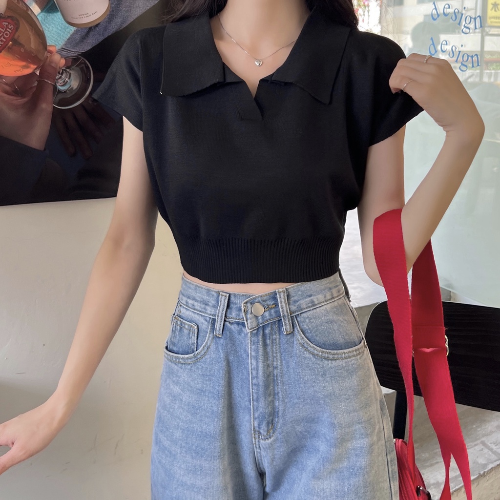 NUZIRO Áo thun  polo ngắn tay phong cách Hàn Quốc thời trang mùa hè