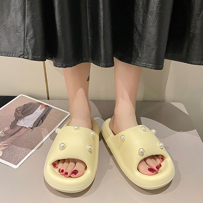 Dép Sandal QIAOYILUO Đế Mềm Xếp Ly Đính Ngọc Trai Đa Năng Cho Nam