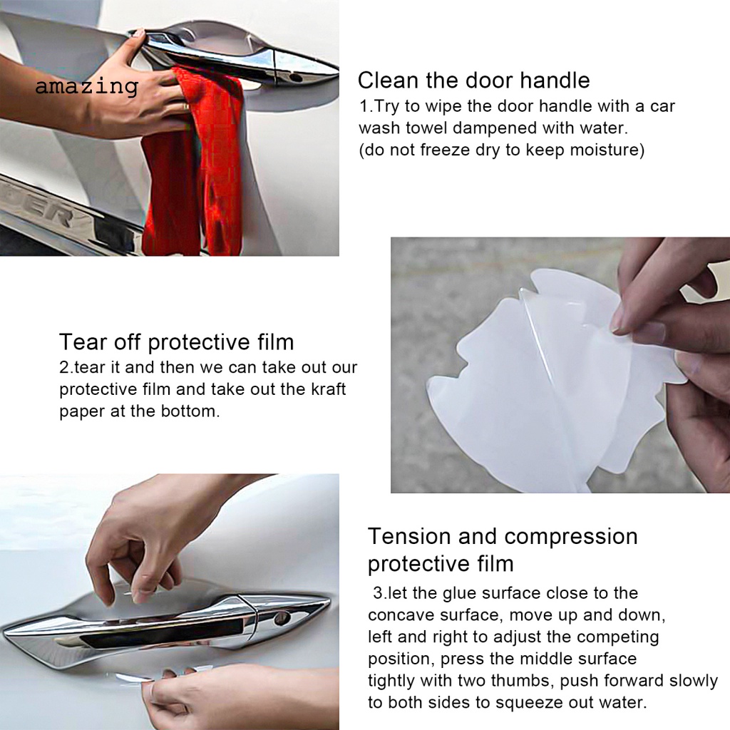 Bộ 4 Miếng Film Dán Bảo Vệ Tay Cầm Cửa Xe Hơi Chống Trầy