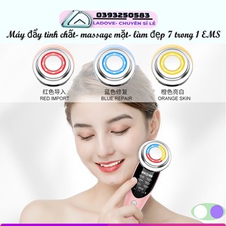 Máy điện di tinh chất mát xa / làm đẹp 7 trong 1 EMS có đèn led hỗ trợ cải thiện quầng thâm / nếp nhăn da mặt