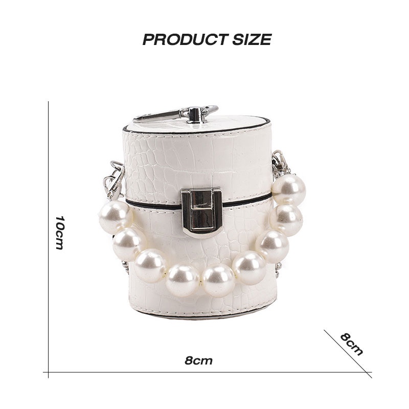 Mischa Túi Đeo Chéo mini Bằng Da PU Màu Trơn Đính Ngọc Trai Thời Trang Phong Cách Phương Tây