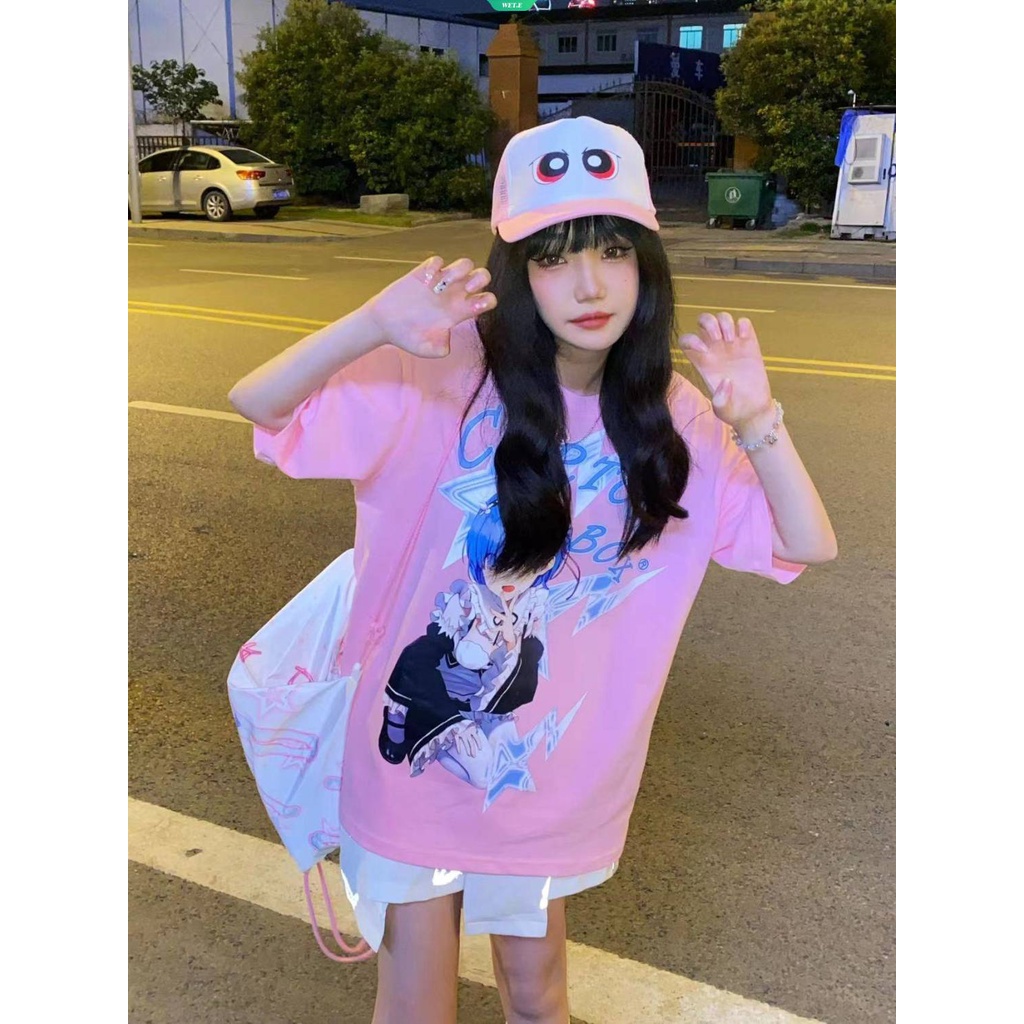 Áo Thun Cotton Tay Ngắn In Họa Tiết Hoạt Hình Phong Cách Nhật Bản Thời Trang Mùa Hè 2023 Cho Nữ