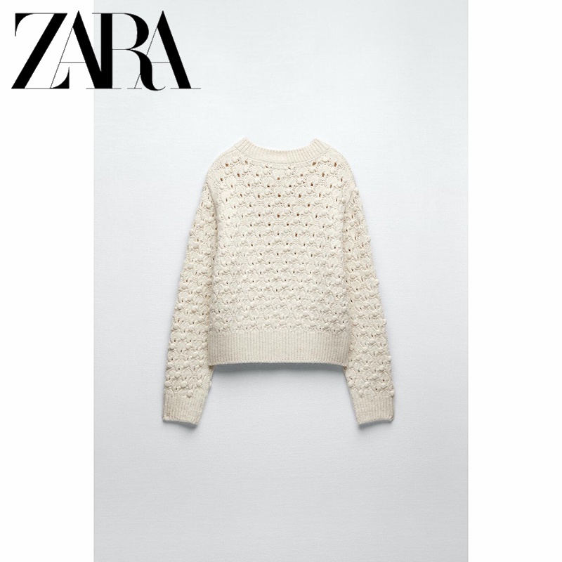 Áo Sweater Dệt Kim Tay Dài Cổ Tròn Hiệu ZARA Thời Trang Cho Nữ