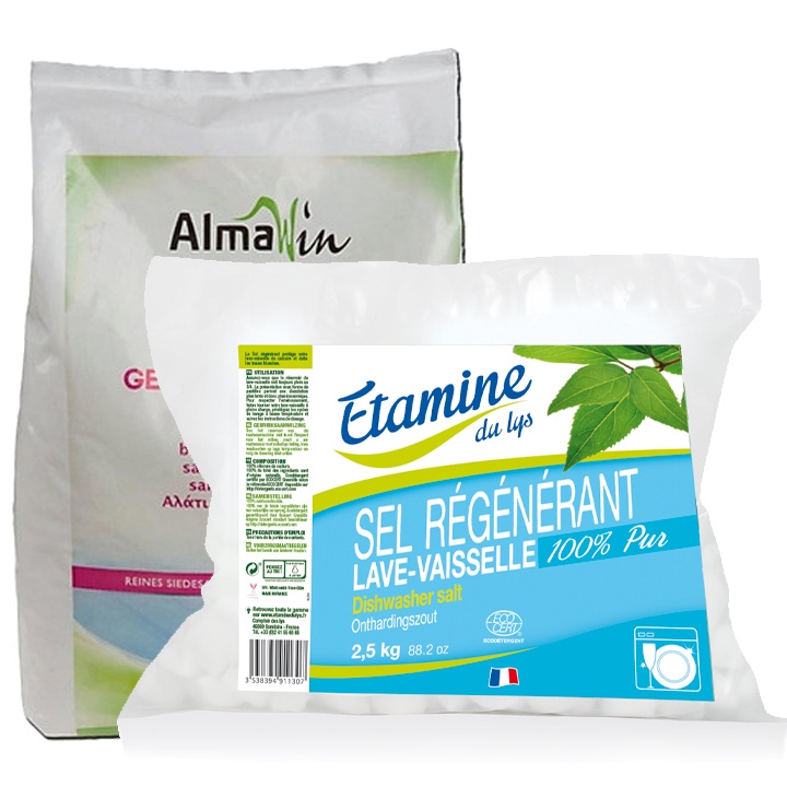 Muối cho máy rửa bát Almawin (2kg) và Etamine du lys 2.5kg