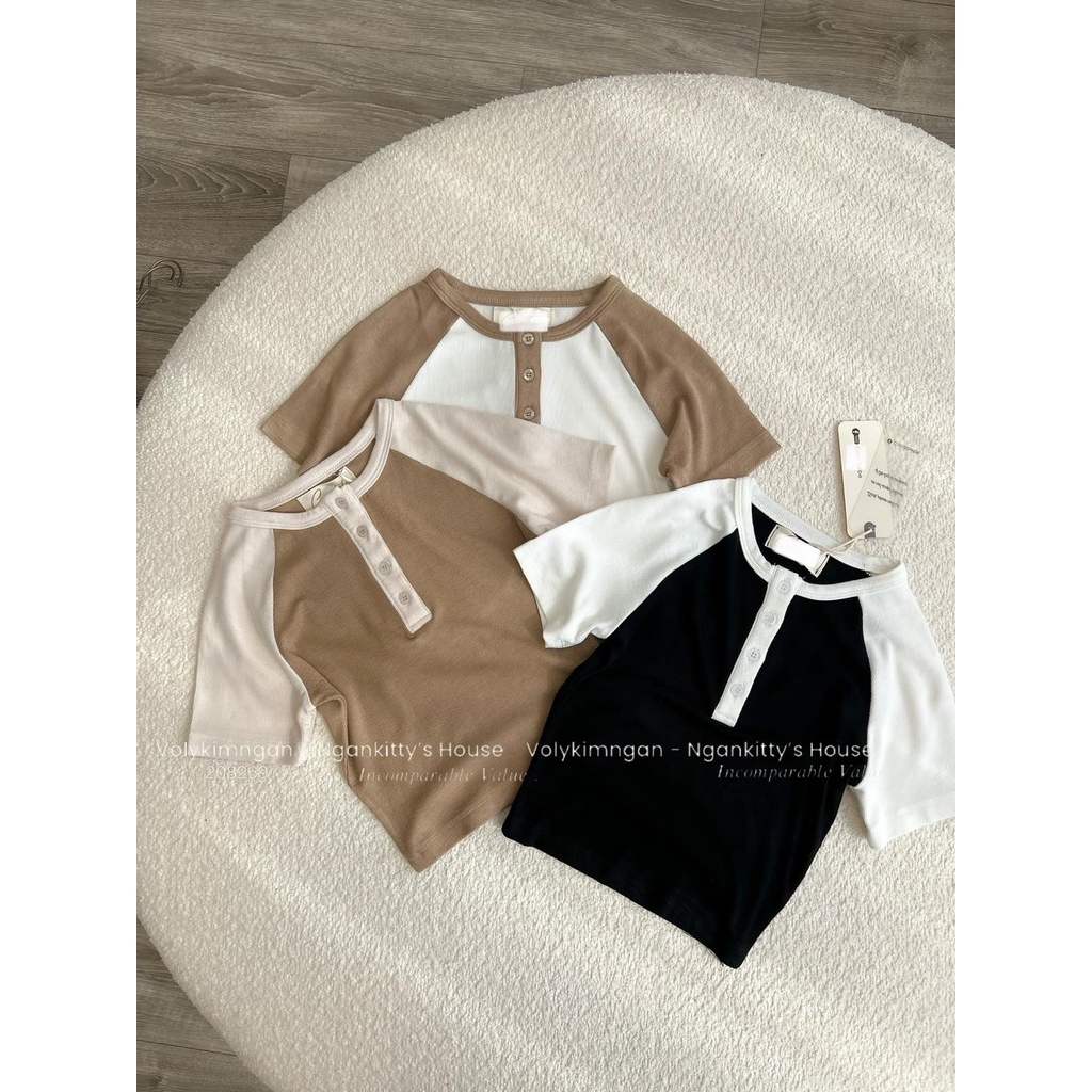 Áo cr.op màu phối tay trụ nút