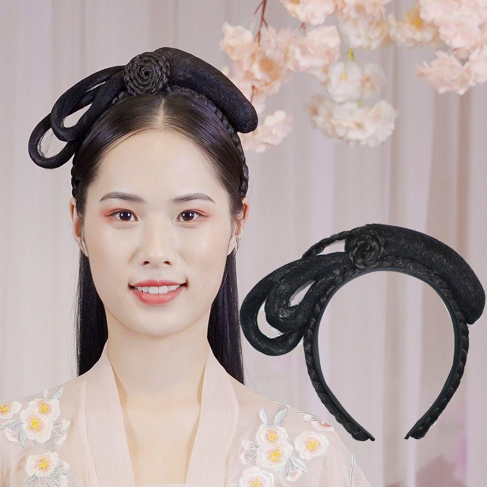 Bộ Tóc Giả 2 Kiểu Hán Phục Truyền Thống Tự Nhiên Dùng Làm Đạo Cụ Chụp Ảnh Cho Nữ