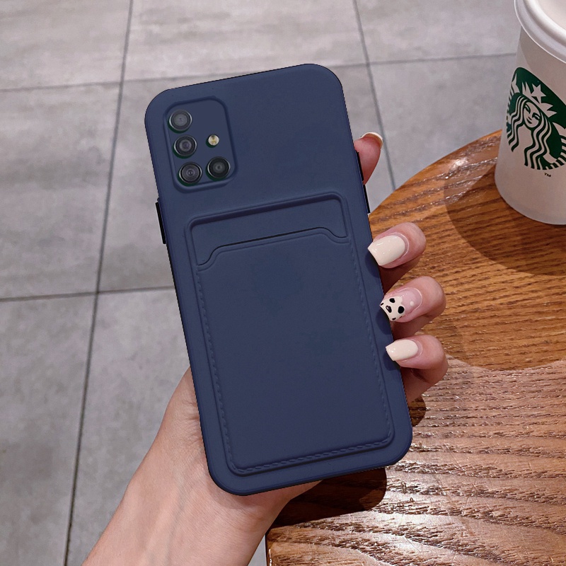 Ốp Điện Thoại Silicon Chống Rơi Có Ngăn Đựng Thẻ Cho Samsung Galaxy A71 A51 A31 A21 A11 M51 M31 M11 4G