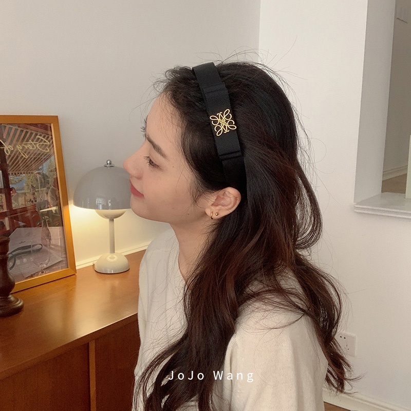 Băng Đô Cài Tóc Đính Nơ Màu Đen Thiết Kế Đơn Giản Cho Nữ